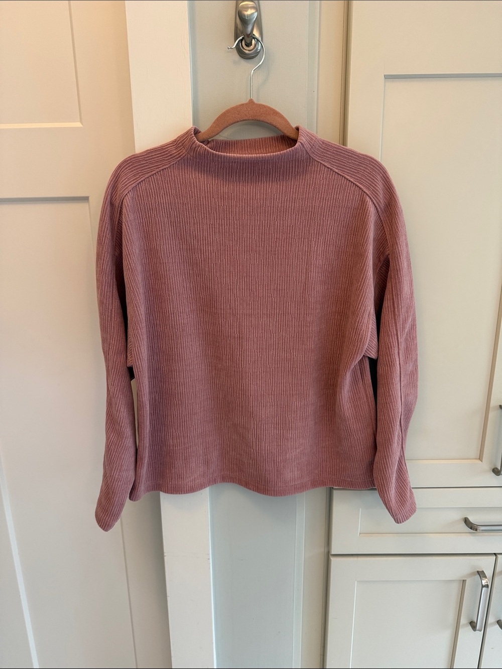 Madewell Ribbed Crewneck Sweatshirt in Dusty Rose